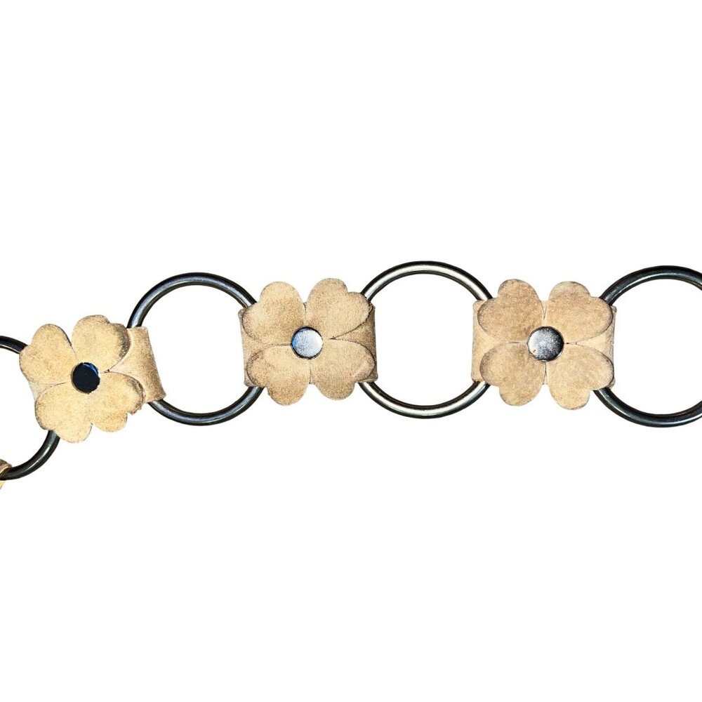 Retro Hippie Floral Suede Chain Belt Boho Festival Western Used Womens 38” - Picture 16 of 16